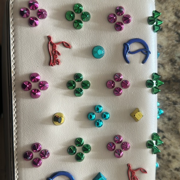 Christian Louboutin Paloma White Multi Metal Leather Clutch - Picture 8 of 8